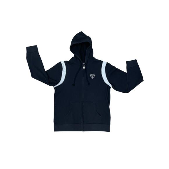 Reebok Tops - Reebok-Las Vegas Raiders Full Zip Fleece Jacket Silver & Black NFL Women’s Large